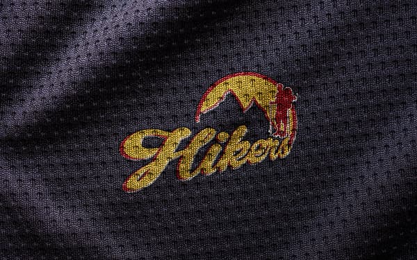 Hikerpedia logo mockup on a t-shirt