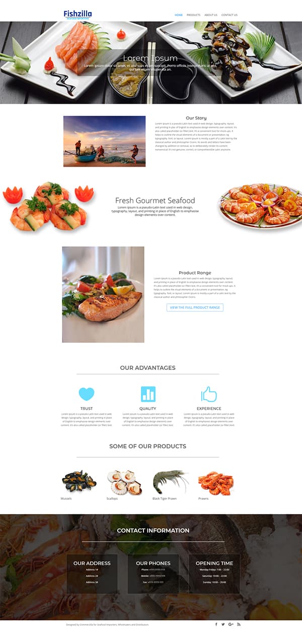 Fishzilla homepage design
