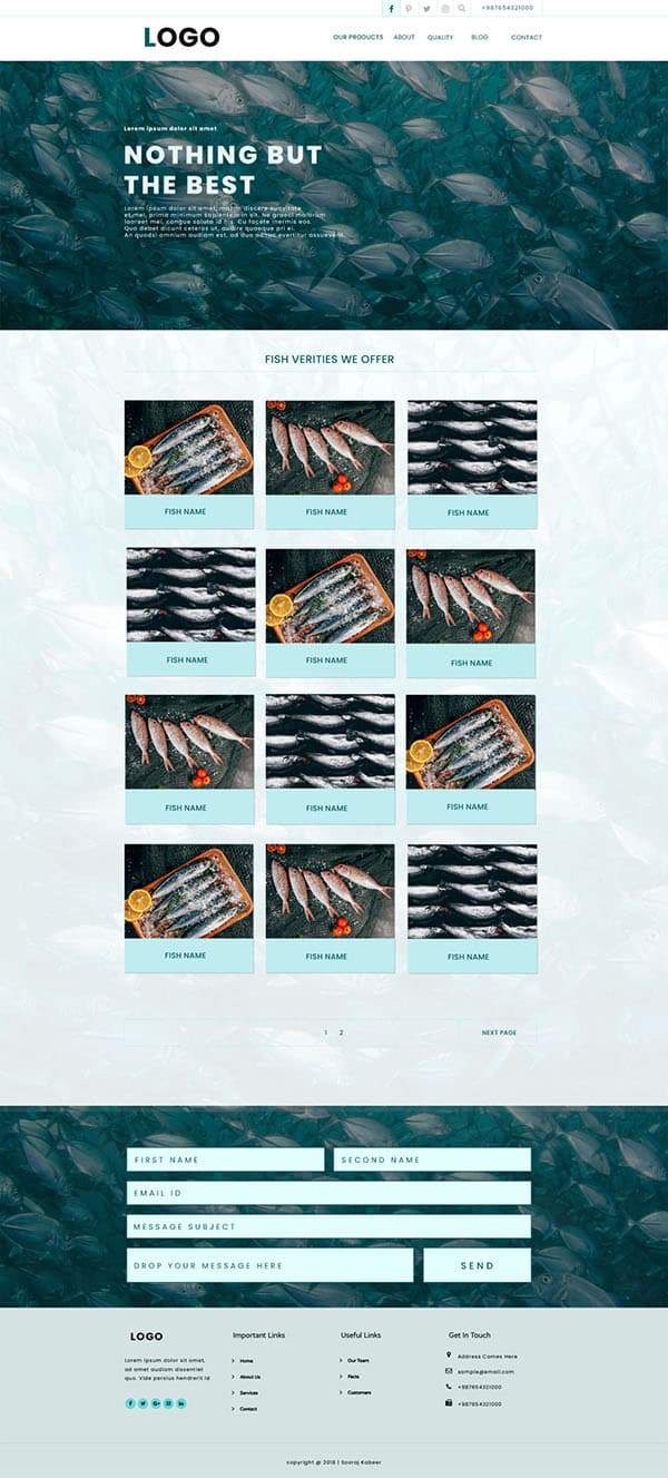 UI prototype for a fish exporter in Kochi