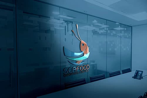 Seafood export logo on a corporate building